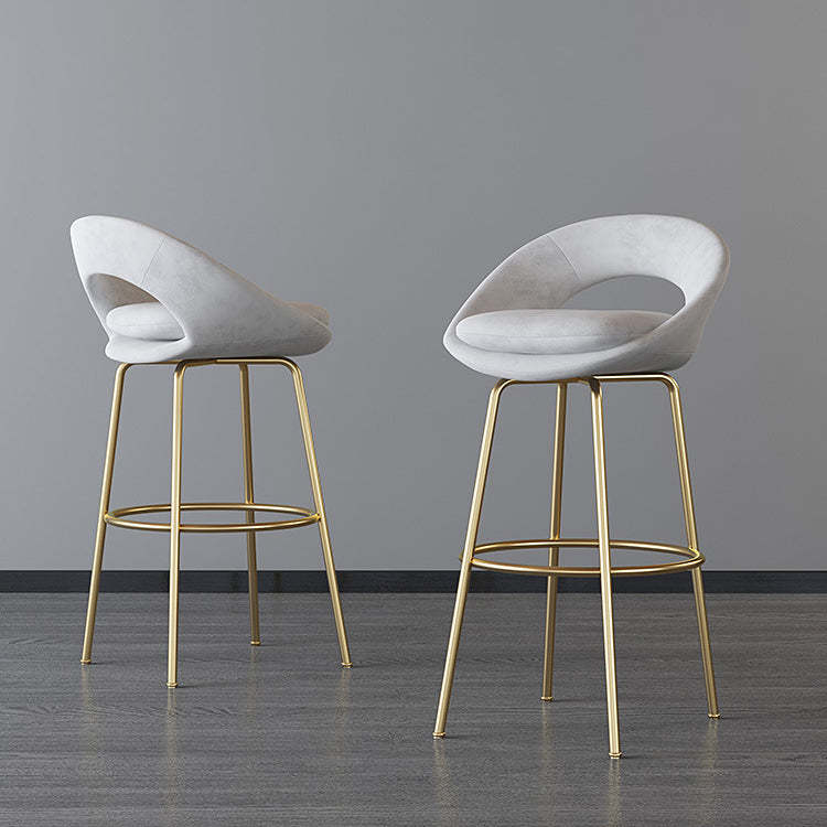Contemporary Round Flannel Metal Bar Stool