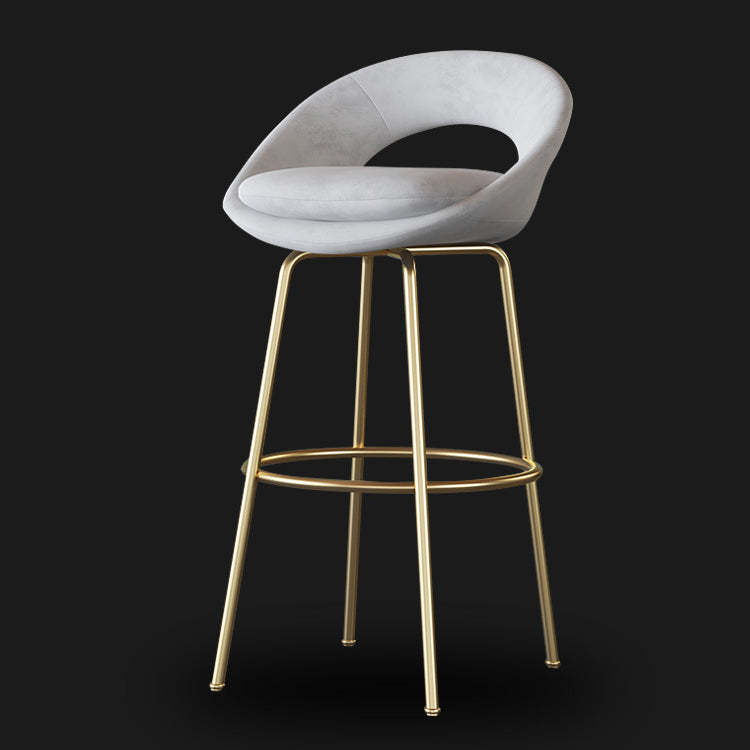 Contemporary Round Flannel Metal Bar Stool