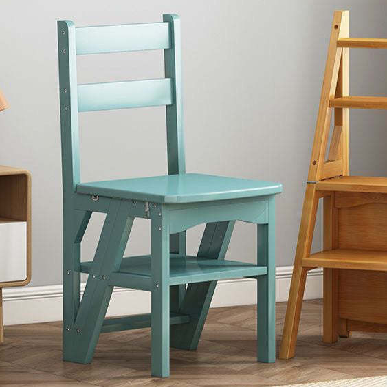 Contemporary Wood Folding Step Stool Ladder Chair — Walnut Wood Color