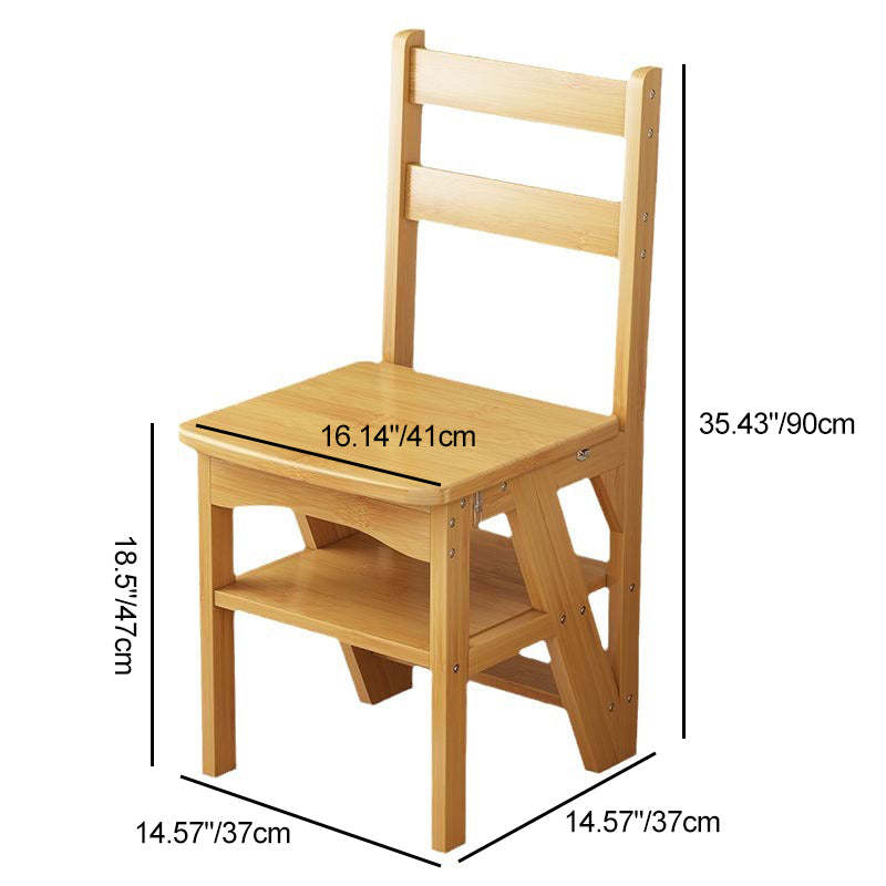Contemporary Wood Folding Step Stool Ladder Chair — White