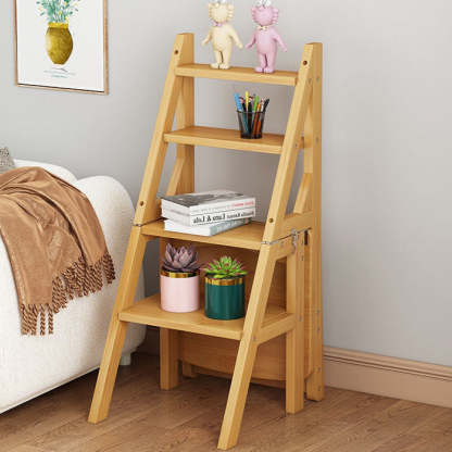 Contemporary Wood Folding Step Stool Ladder Chair