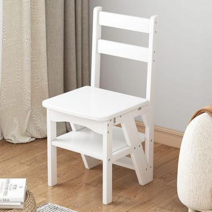 Contemporary Wood Folding Step Stool Ladder Chair