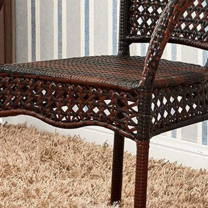 Vintage Curved Rattan Woven Lounge Chair — Brown