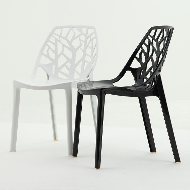 Nordic Curved Plastic Openwork Dining Chair — Red