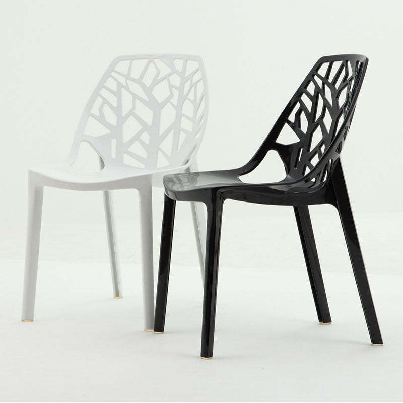 Nordic Curved Plastic Openwork Dining Chair — Red