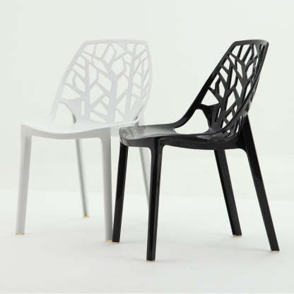 Nordic Curved Plastic Openwork Dining Chair — Red