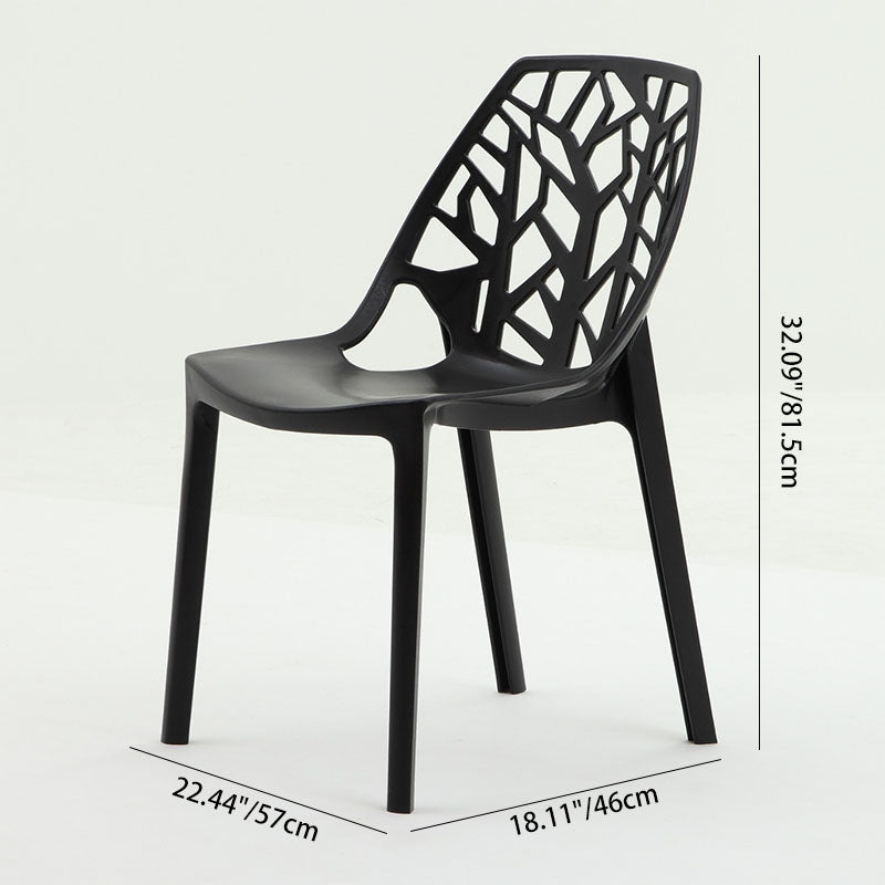 Nordic Curved Plastic Openwork Dining Chair — White