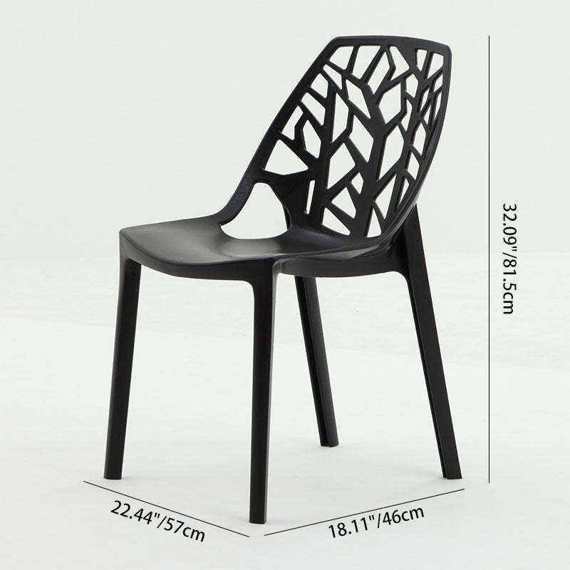 Nordic Curved Plastic Openwork Dining Chair — White