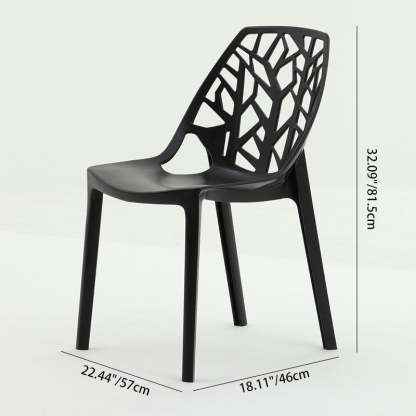 Nordic Curved Plastic Openwork Dining Chair — White