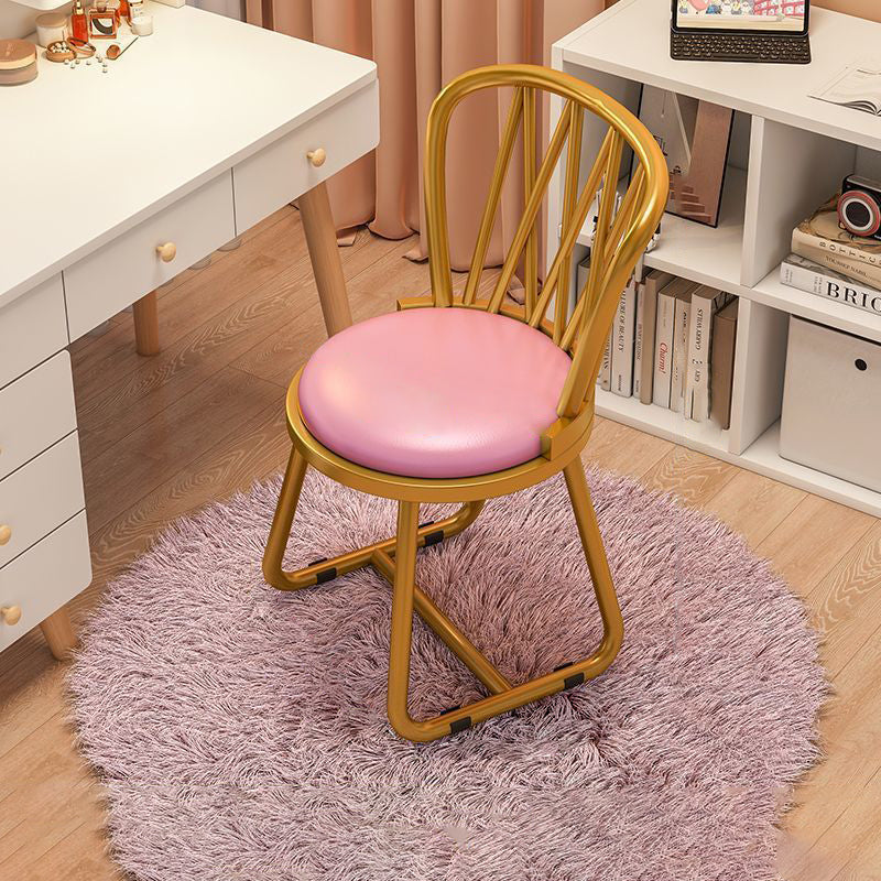 Contemporary Round Velvet Metal Vanity Stool