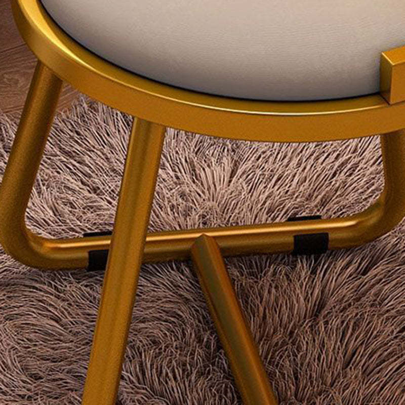 Contemporary Round Velvet Metal Vanity Stool