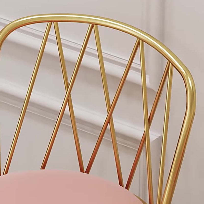 Contemporary Round Velvet Metal Vanity Stool