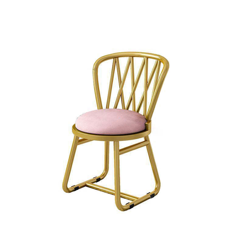 Contemporary Round Velvet Metal Vanity Stool