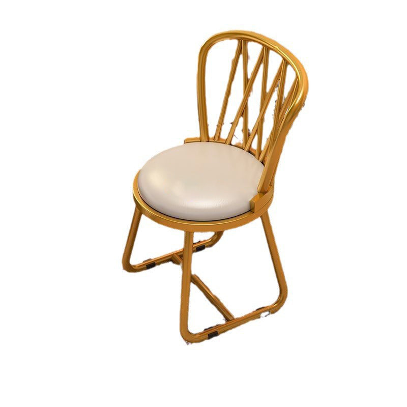 Contemporary Round Velvet Metal Vanity Stool