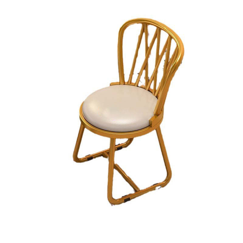 Contemporary Round Velvet Metal Vanity Stool