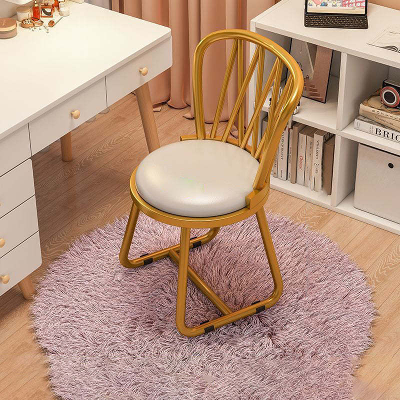 Contemporary Round Velvet Metal Vanity Stool