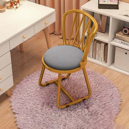 Contemporary Round Velvet Metal Vanity Stool