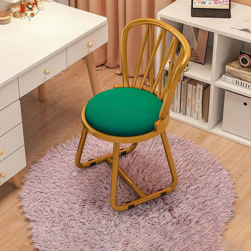 Contemporary Round Velvet Metal Vanity Stool
