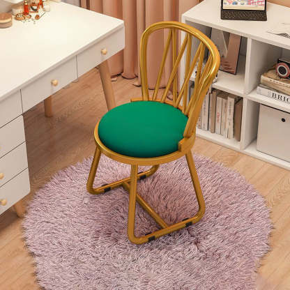 Contemporary Round Velvet Metal Vanity Stool