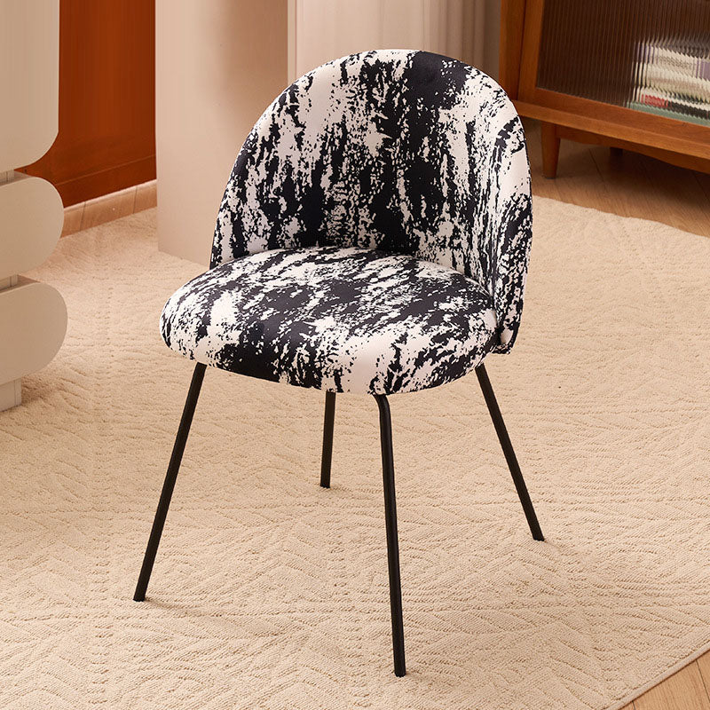 Contemporary Printed Flannel Solid Wood Vanity Stool — A / Metal Legs