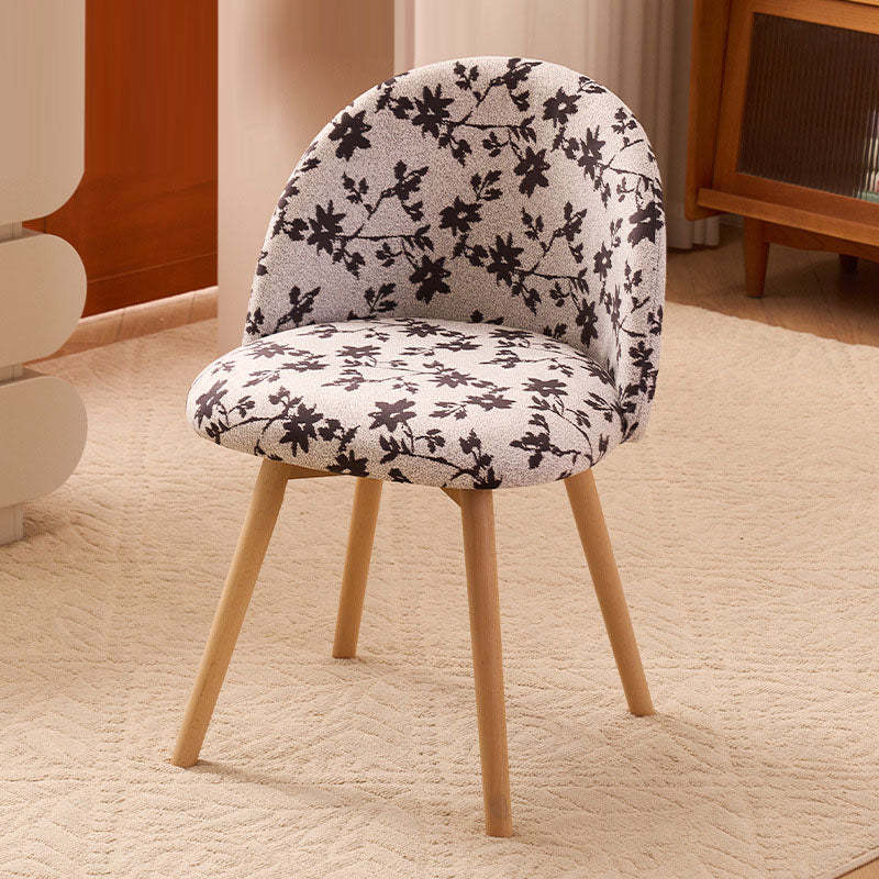 Contemporary Printed Flannel Solid Wood Vanity Stool