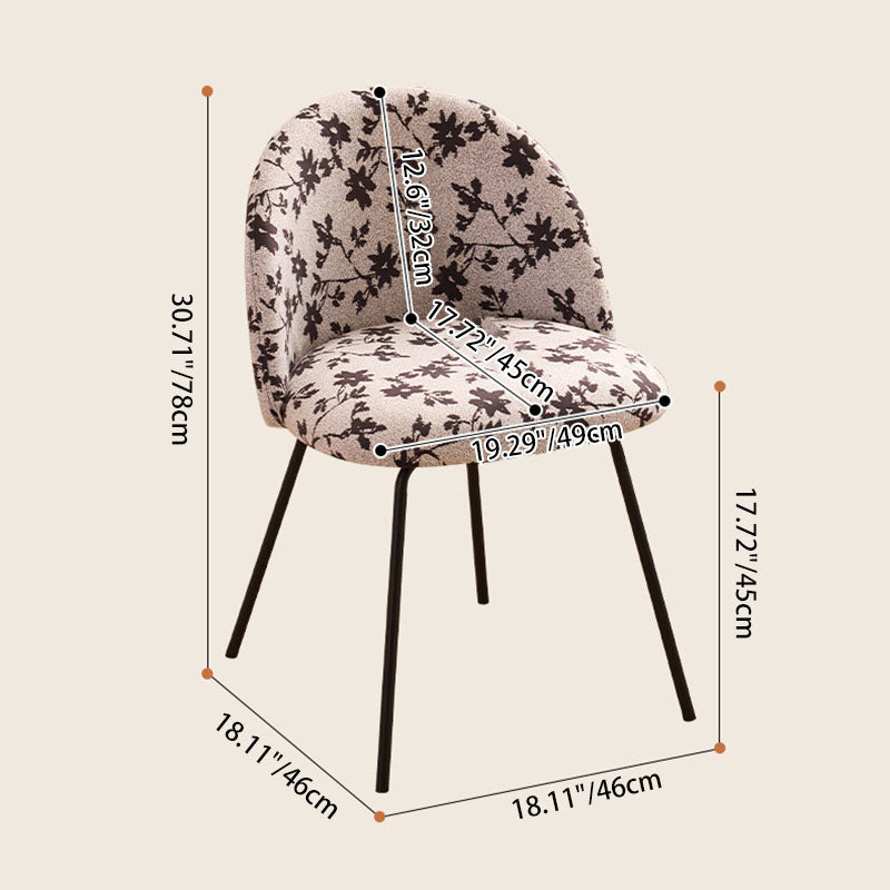 Contemporary Printed Flannel Solid Wood Vanity Stool — B / Metal Legs