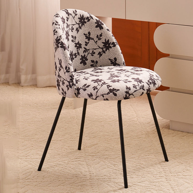 Contemporary Printed Flannel Solid Wood Vanity Stool