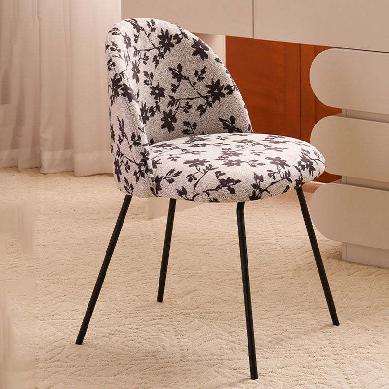 Contemporary Printed Flannel Solid Wood Vanity Stool