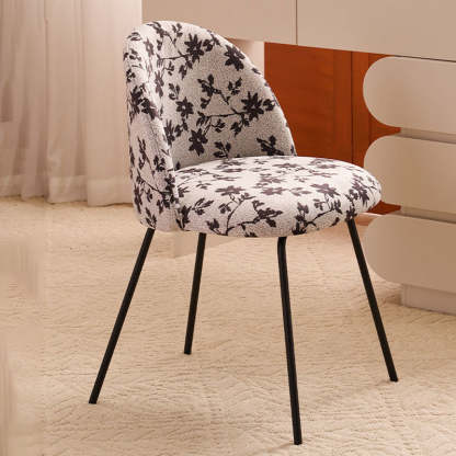 Contemporary Printed Flannel Solid Wood Vanity Stool