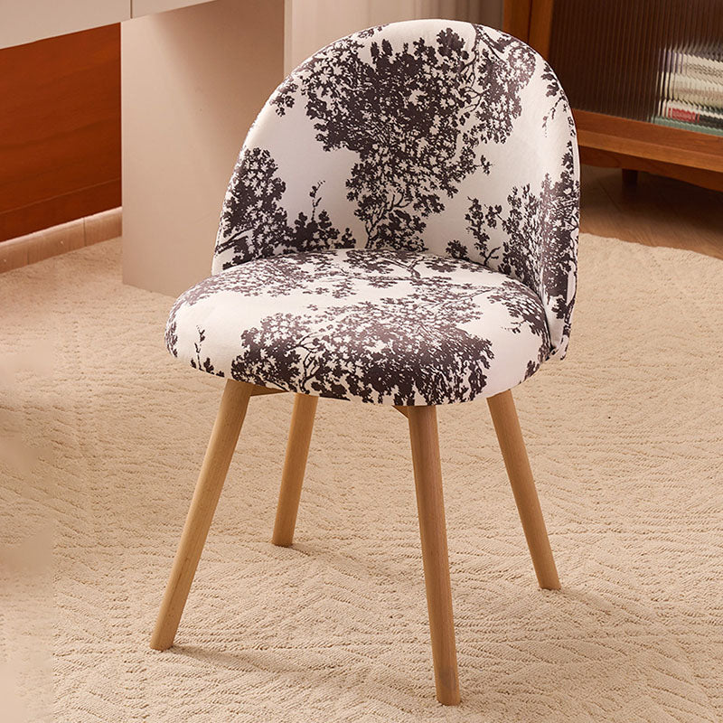 Contemporary Printed Flannel Solid Wood Vanity Stool