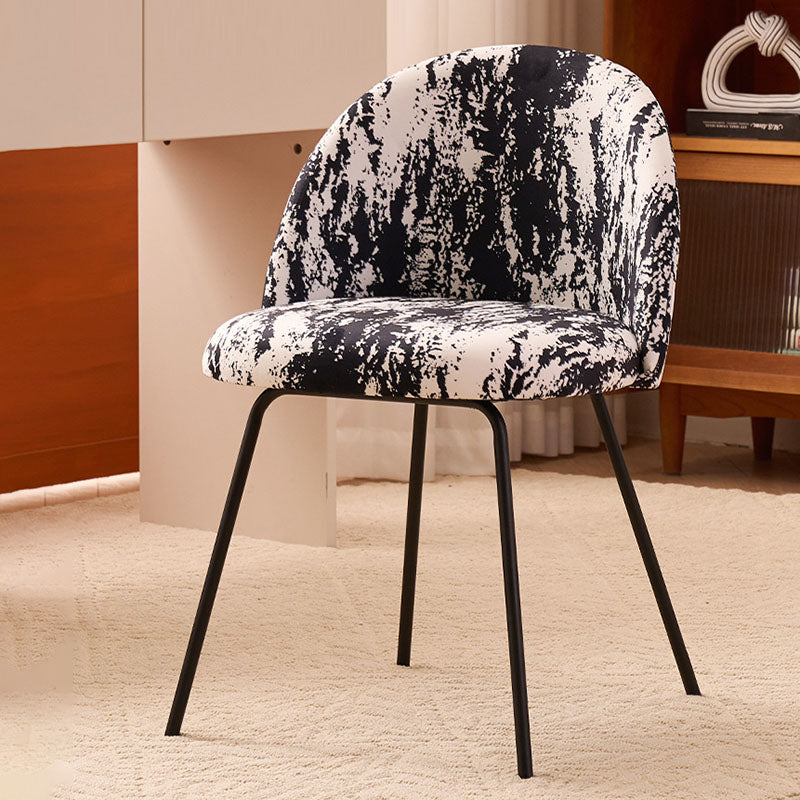 Contemporary Printed Flannel Solid Wood Vanity Stool