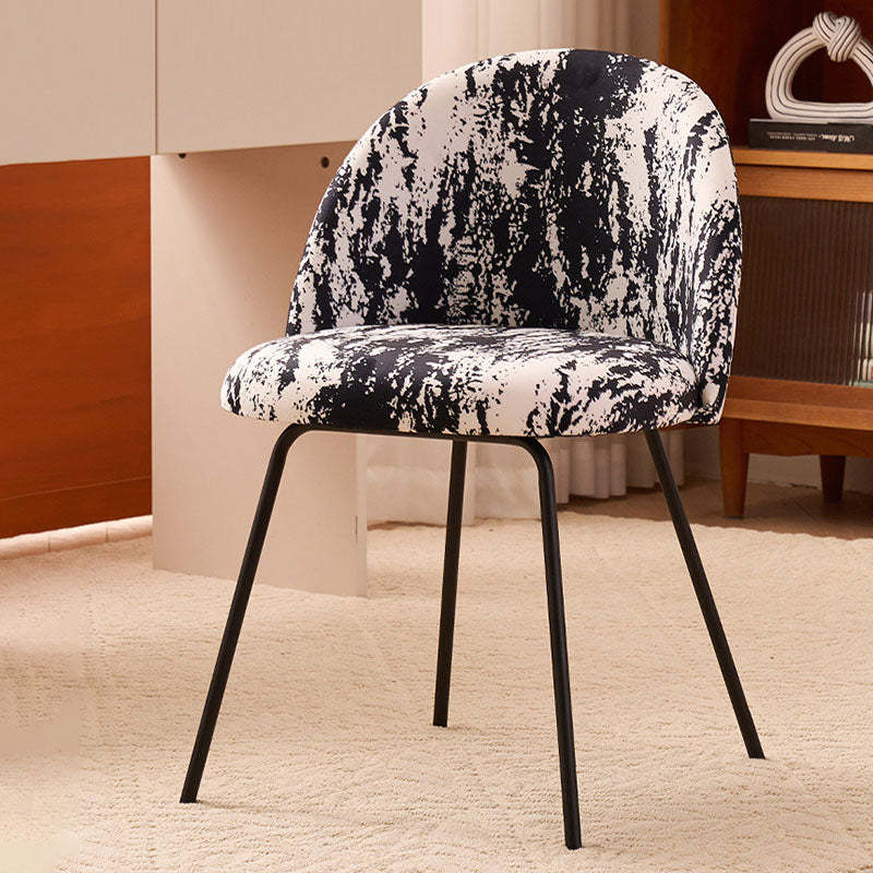 Contemporary Printed Flannel Solid Wood Vanity Stool