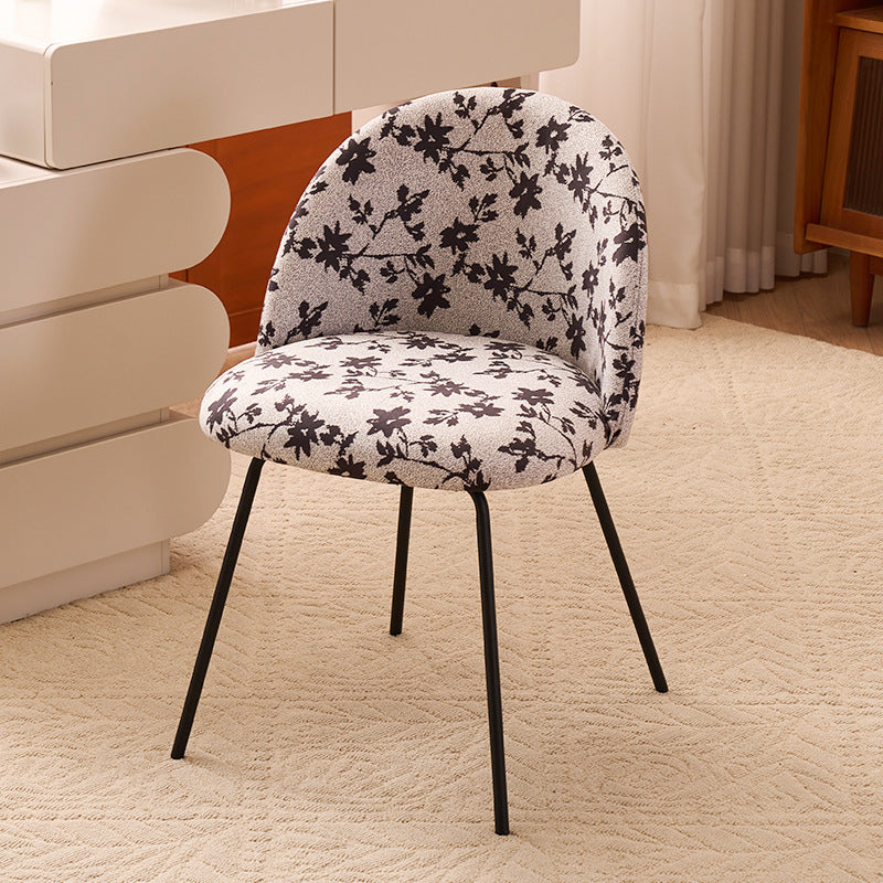 Contemporary Printed Flannel Solid Wood Vanity Stool