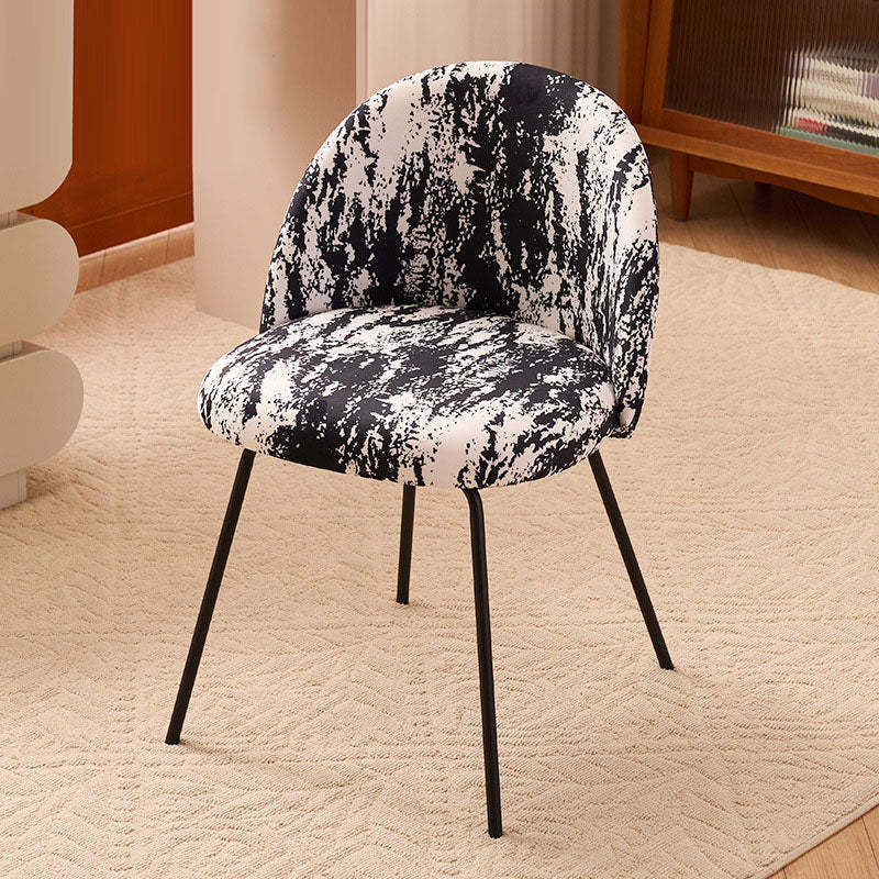 Contemporary Printed Flannel Solid Wood Vanity Stool — A / Metal Legs
