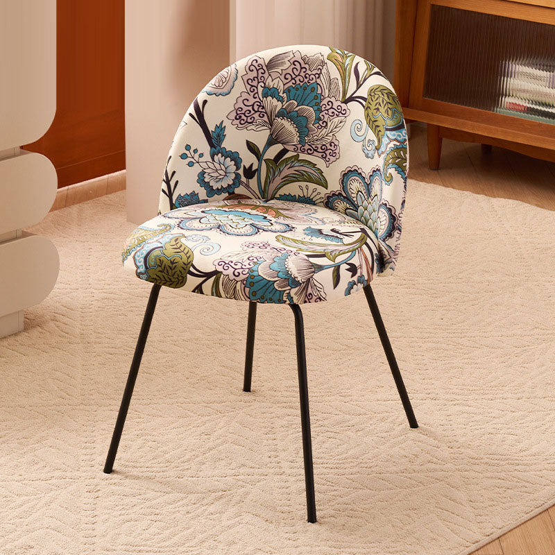 Contemporary Printed Flannel Solid Wood Vanity Stool — A / Solid Wood Legs
