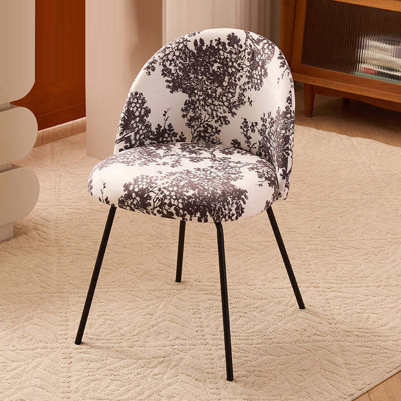 Contemporary Printed Flannel Solid Wood Vanity Stool — D / Metal Legs