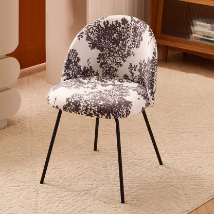 Contemporary Printed Flannel Solid Wood Vanity Stool — D / Metal Legs