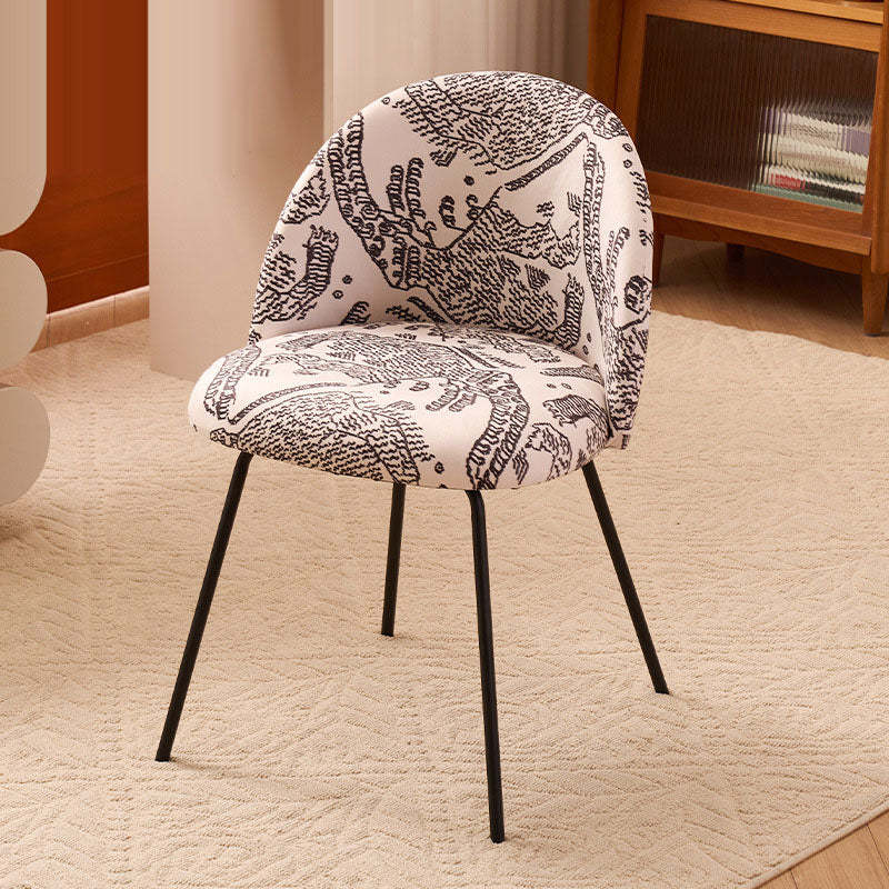 Contemporary Printed Flannel Solid Wood Vanity Stool — D / Solid Wood Legs