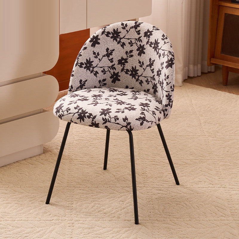 Contemporary Printed Flannel Solid Wood Vanity Stool — E / Metal Legs