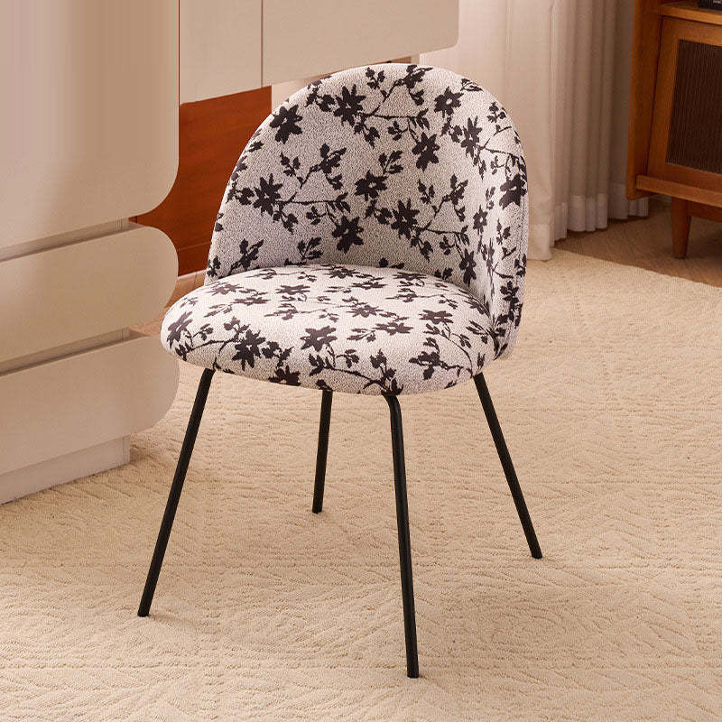 Contemporary Printed Flannel Solid Wood Vanity Stool — E / Metal Legs