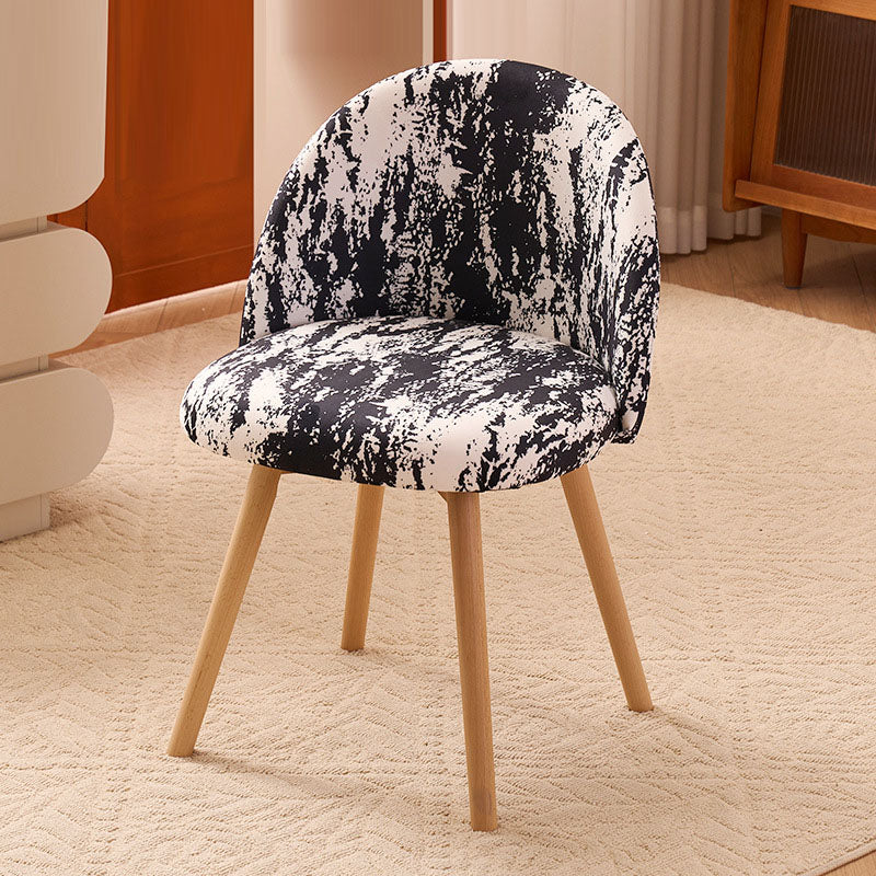 Contemporary Printed Flannel Solid Wood Vanity Stool — E / Solid Wood Legs