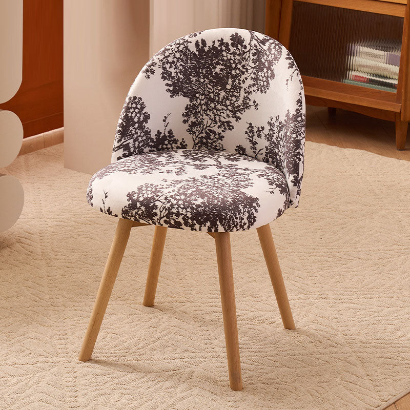 Contemporary Printed Flannel Solid Wood Vanity Stool