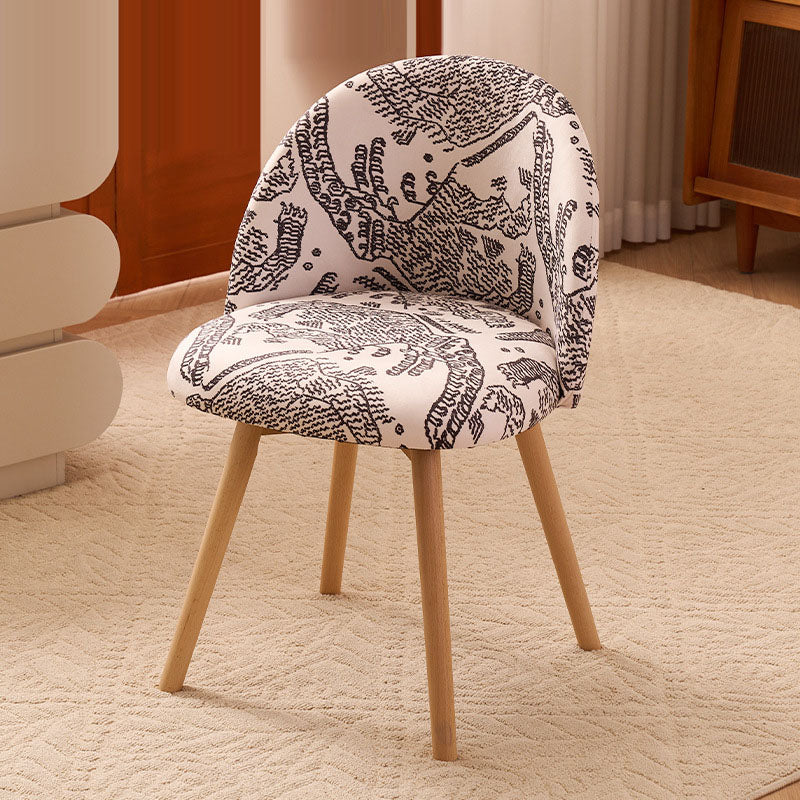 Contemporary Printed Flannel Solid Wood Vanity Stool