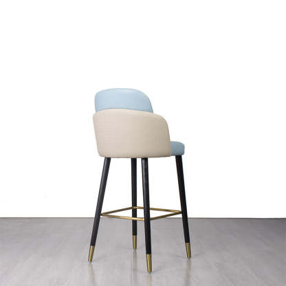 Contemporary Leather Wood Bar Stool with Footrest
