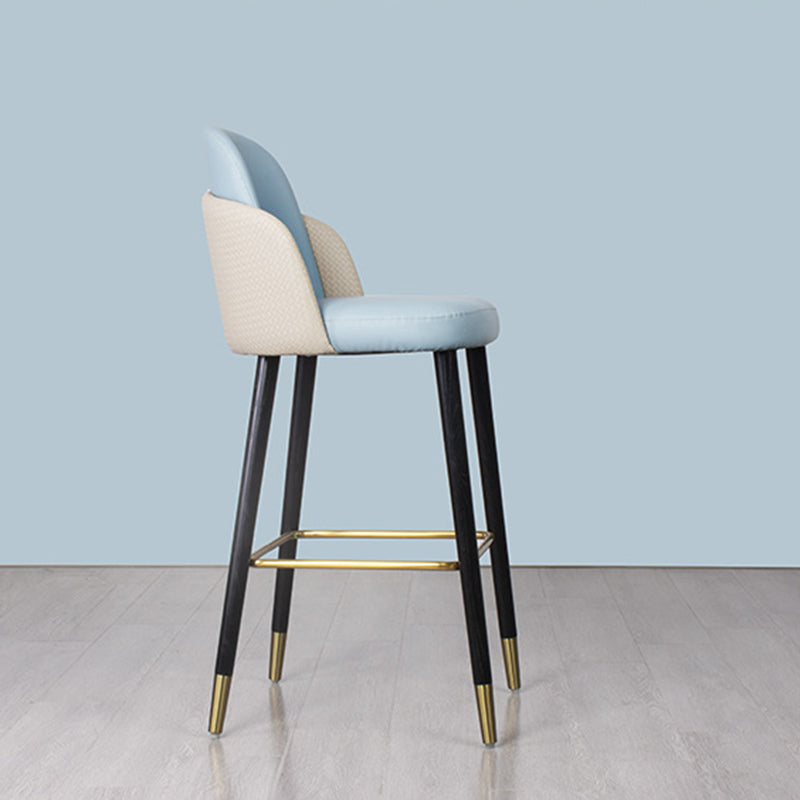 Luxury footrest wood leather wood metal bar & counter stools
