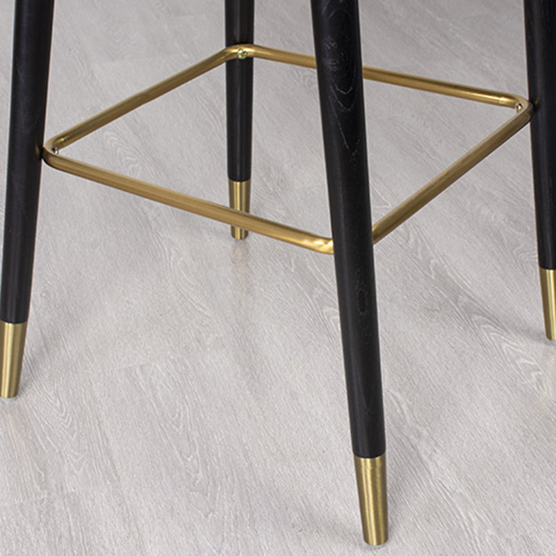 Contemporary Leather Wood Bar Stool with Footrest