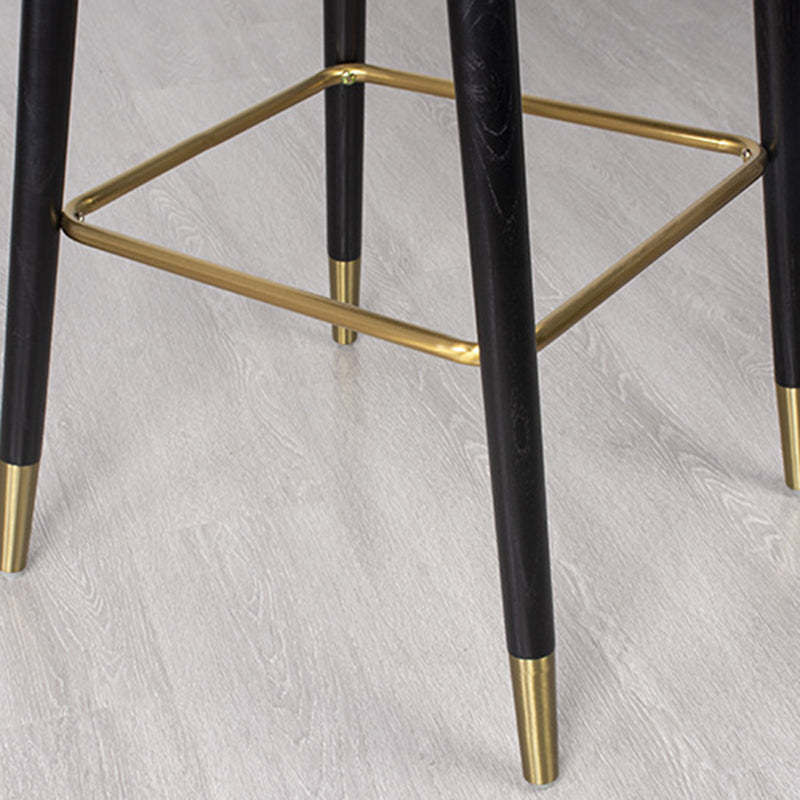 Contemporary Leather Wood Bar Stool with Footrest