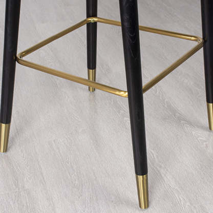 Contemporary Leather Wood Bar Stool with Footrest