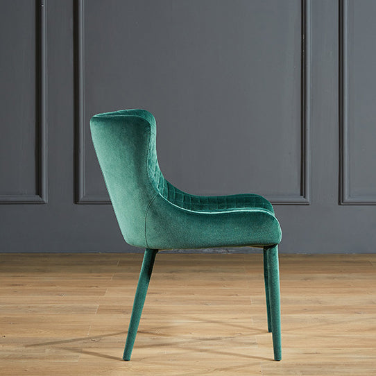 Contemporary Velvet Wood Wingback Dining Chair