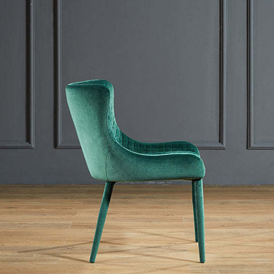 Contemporary Velvet Wood Wingback Dining Chair